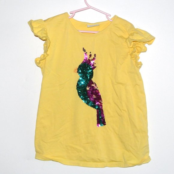 LC Waikiki Girls Yellow Flip‎ Parrot Tee 11 12 Year - Picture 1 of 5